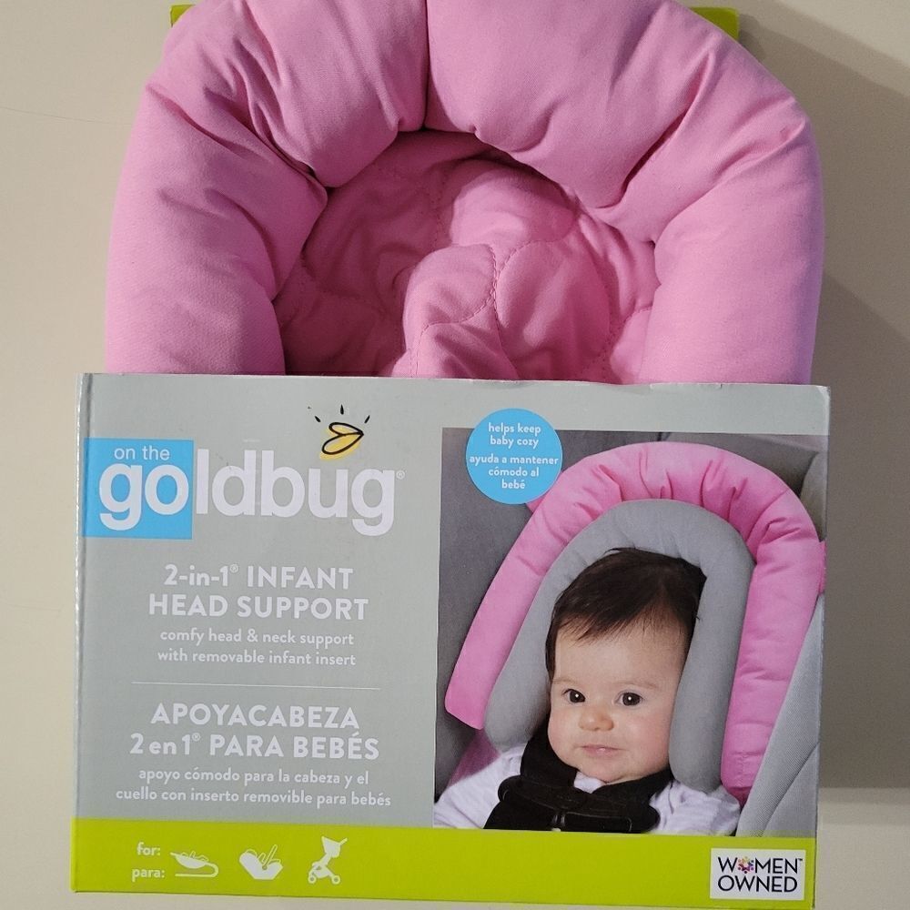 On the Goldbug Pink Head Support for Car Seat, Stroller, Bouncer
